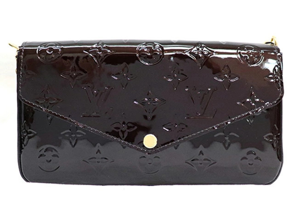 Louis Vuitton Shoulder Bag Chain Wallet Pochette Felicie Vernis Amarante Purple